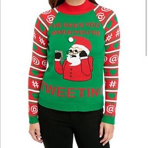 NWT ugly Christmas sweater small tweeting funny